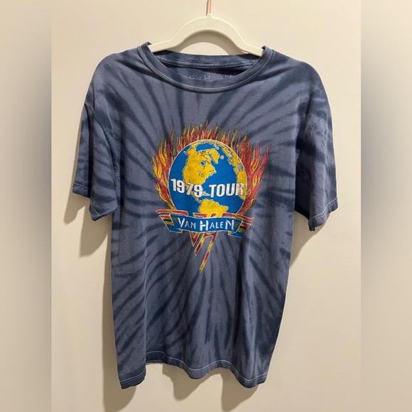 VAN HALEN Flame Globe 1979 World Tour Tie Dye T-shirt - Picture 2 of 5